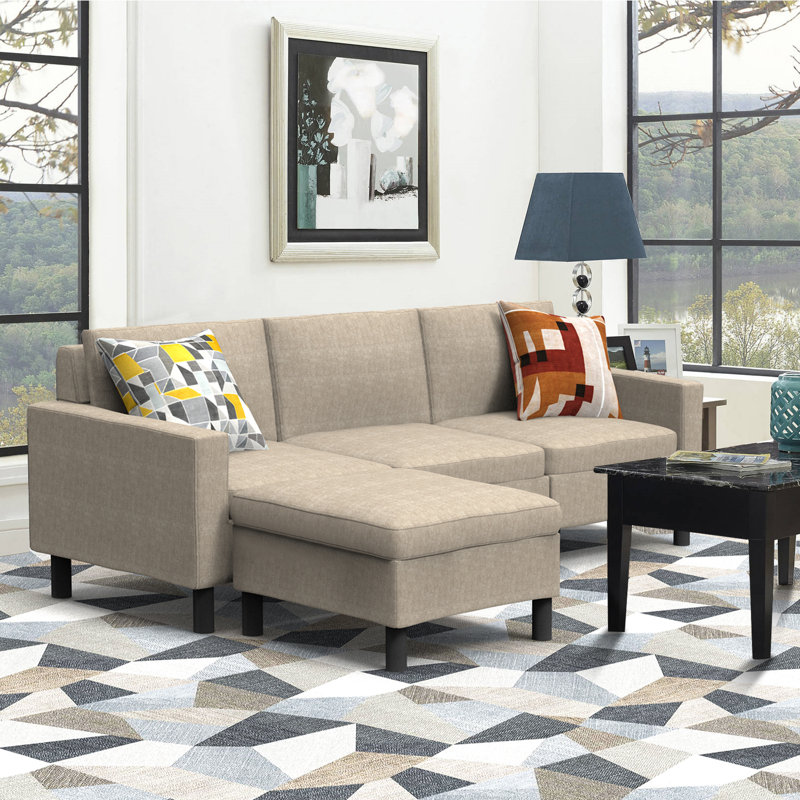 Latitude Run® Convertible sectional sofa with reversible chaise, l